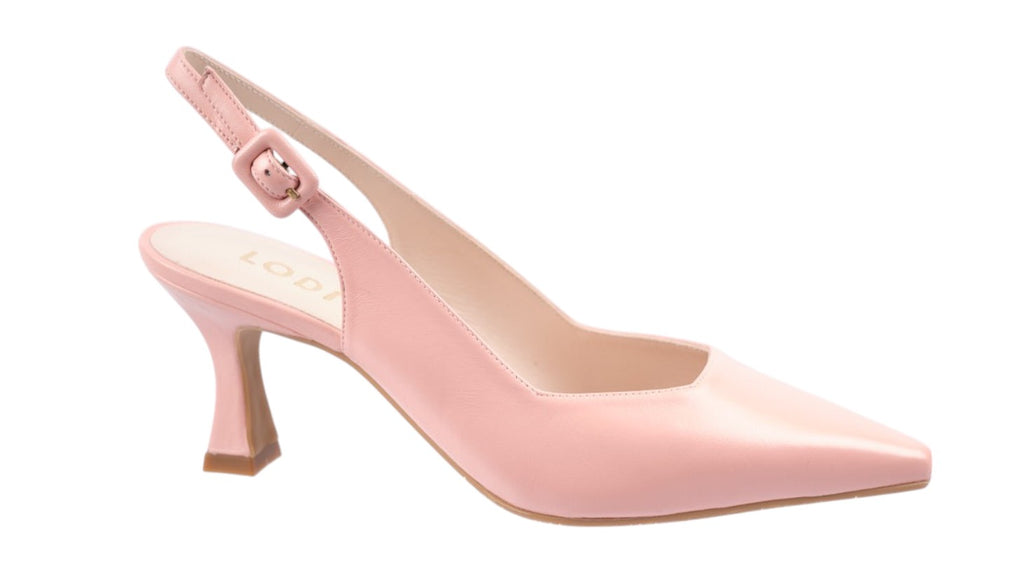 Pastel pink leather slingback heel