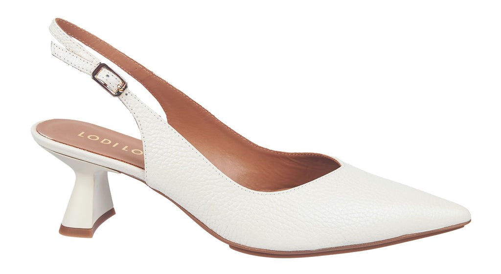 Lodi Shoes Kal in cream leather with heel