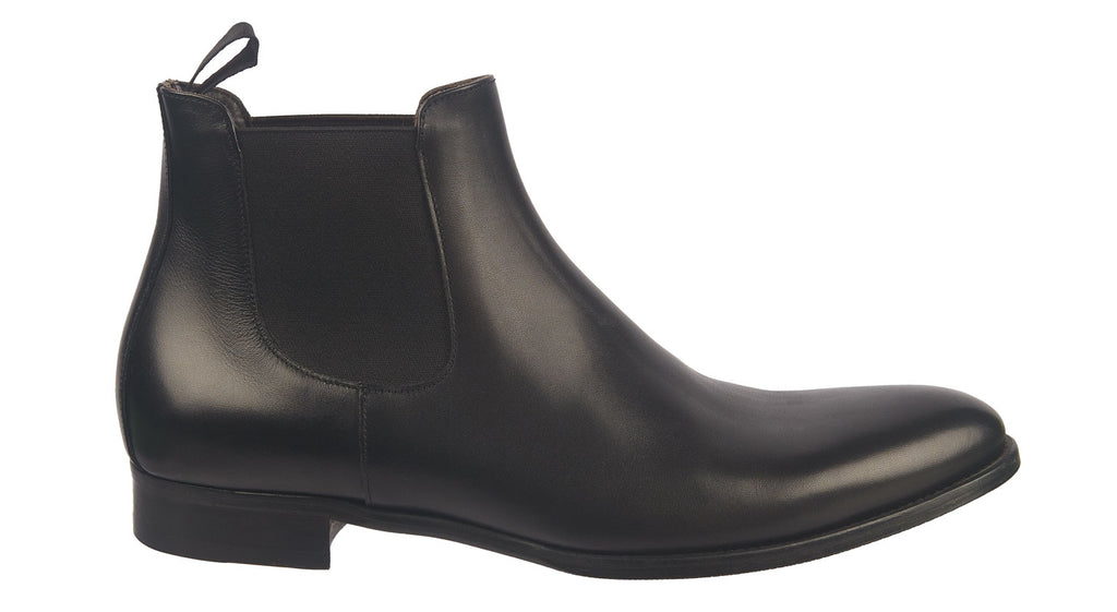 Luca Bossi men's black leather Chelsea boots