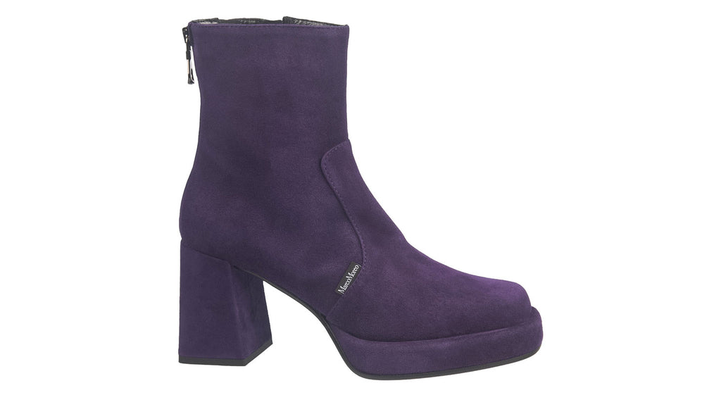 Marco Moreo heeled boots in purple suede with zip at the back