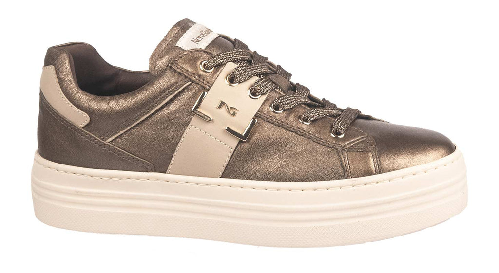 Women's trainers in pewter leather from NeroGiardini