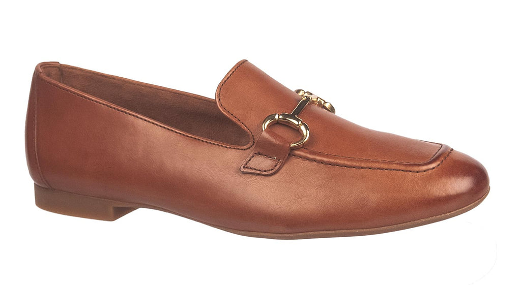 Paul Green soft leather loafers in tan leather with gold buckle