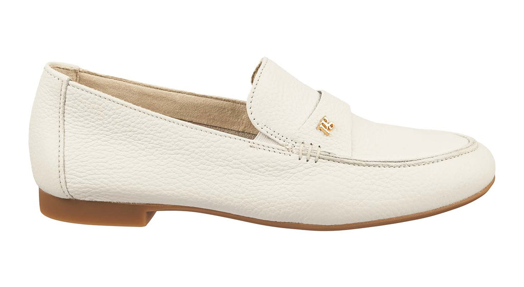 Pau Green ladies loafers in white leather