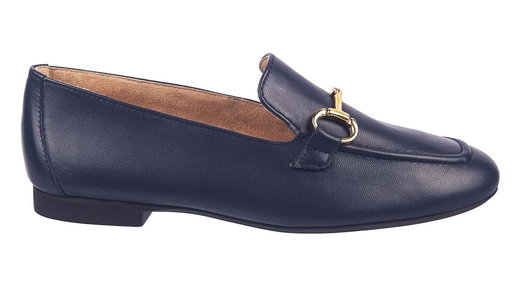 Paul Green loafer shoes in navy soft leather with gold detail