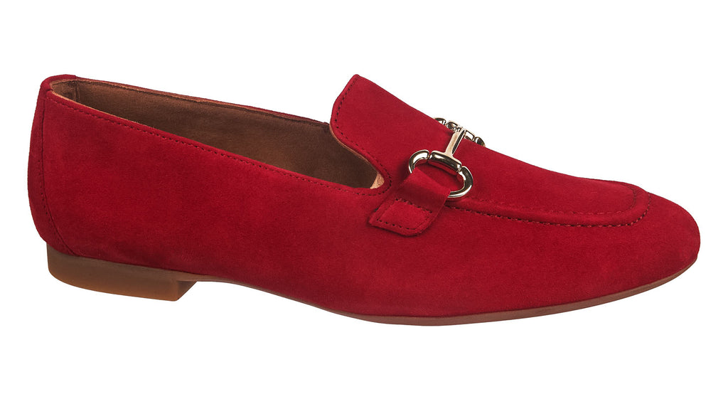 Paul Green Loafers in red suede with buckle at Thomas Patrick Shoes