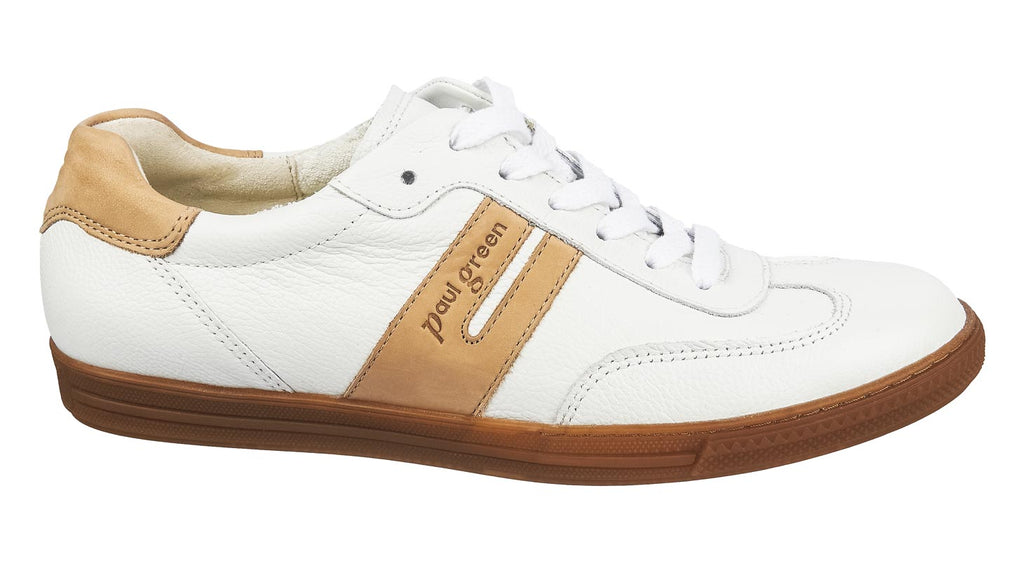 Women's Sneakers in white leather with tan from Paul Green