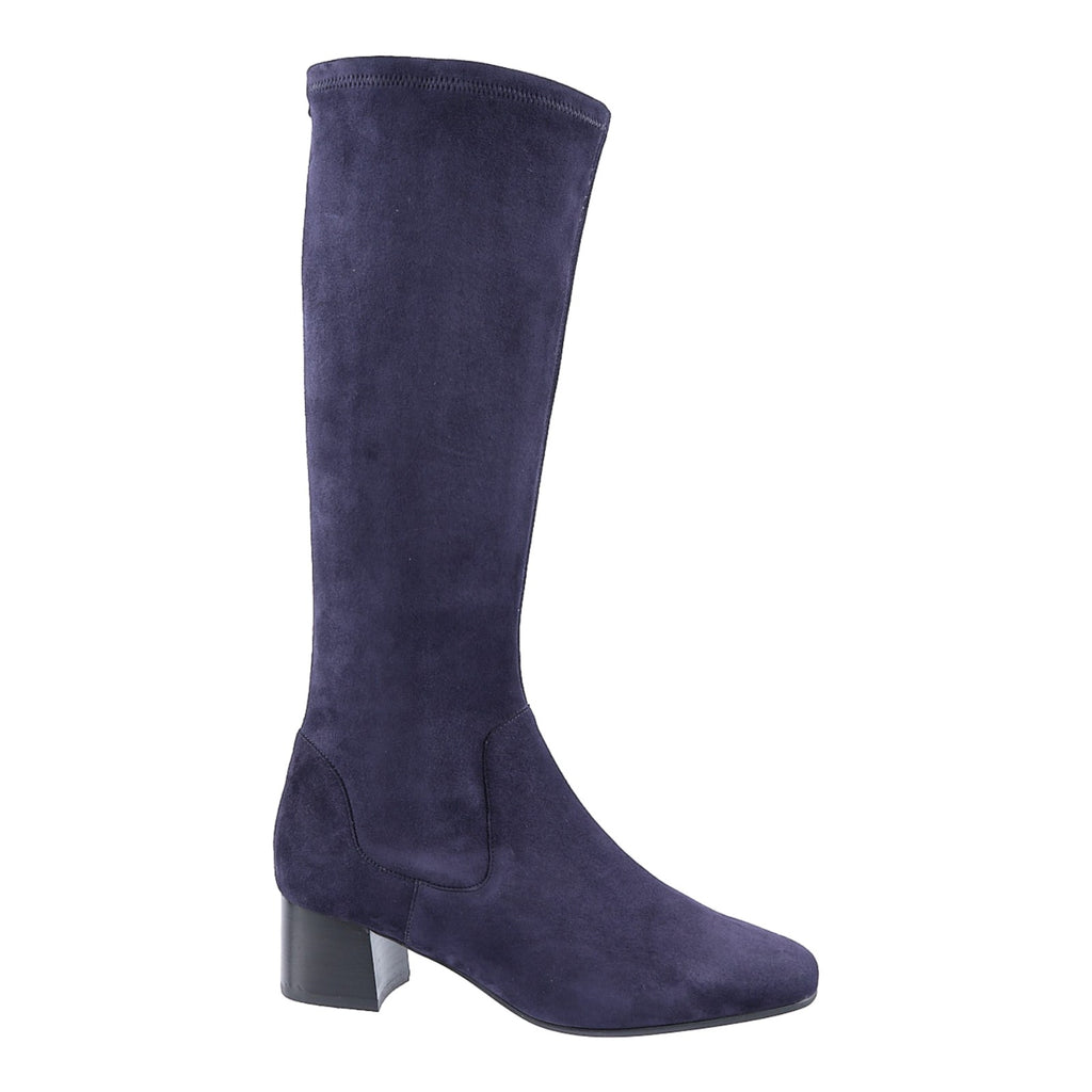 Navy Stretch suede knee high boot