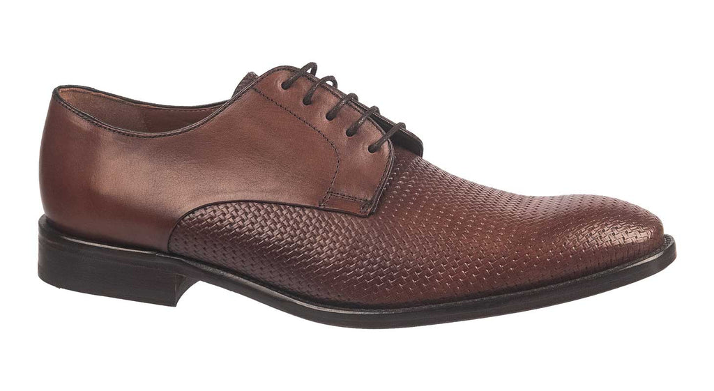 Roberto Ley mens dress shoe in a brown leather weave design