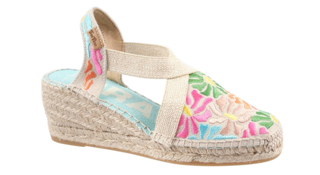 Multi coloured fabric espadrille