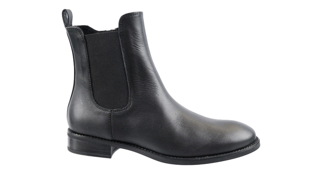 Black leather Chelsea boot with inside zip