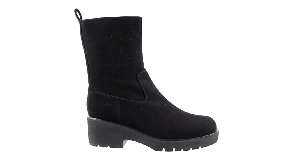 Black suede ankle boots with heel