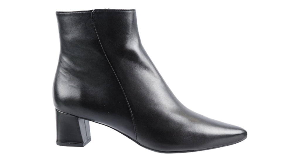 Black leather heeled boots
