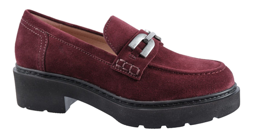 Wine suede loafers