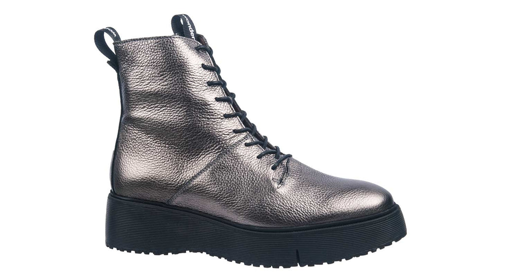 Wonders laced boots in pewter leather