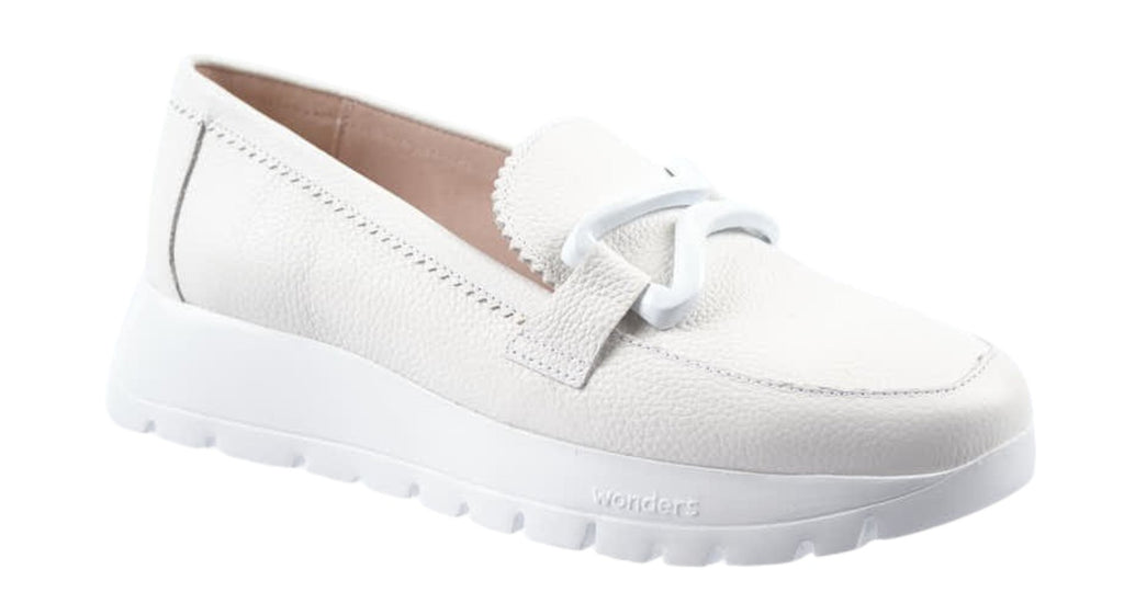 Off white leather wedge with trim