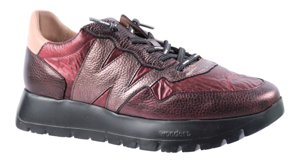 Wine and Pewter leather trainers