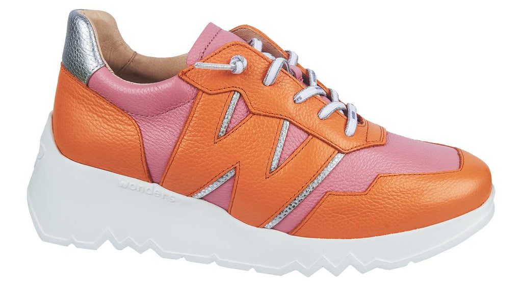 Wonders shoes ladies multi apricot leather trainers