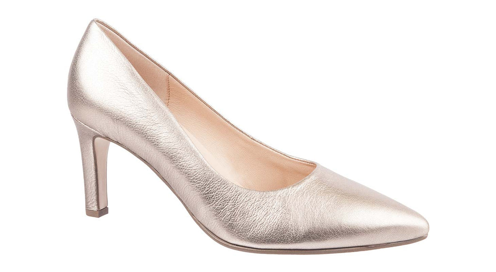 Gabor pale gold leather court shoes