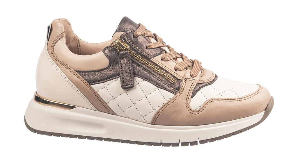 Gabor taupe printed leather trainers