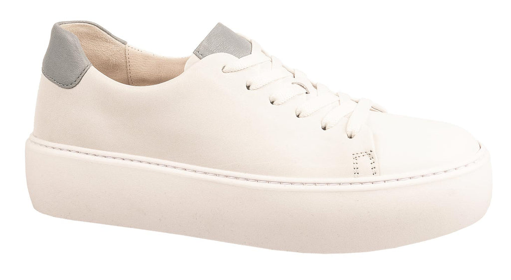 Gabor white leather trainers with pale blue detailing