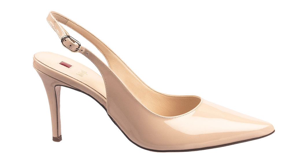 Hogl nude patent sling back shoes