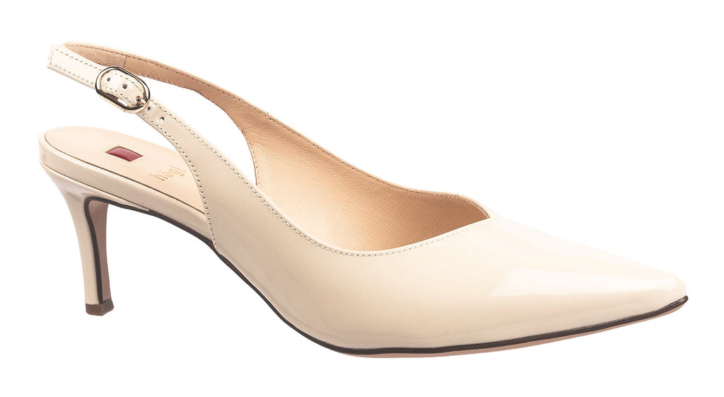 Hogl cream patent leather sling-back heels