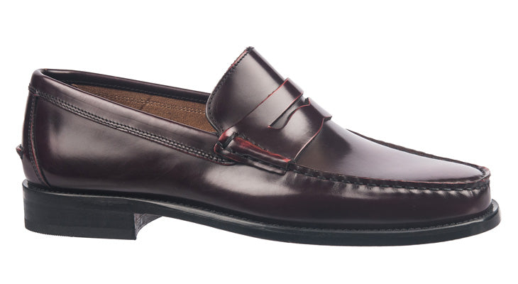 Men's Italian leather moccasins in wine leather