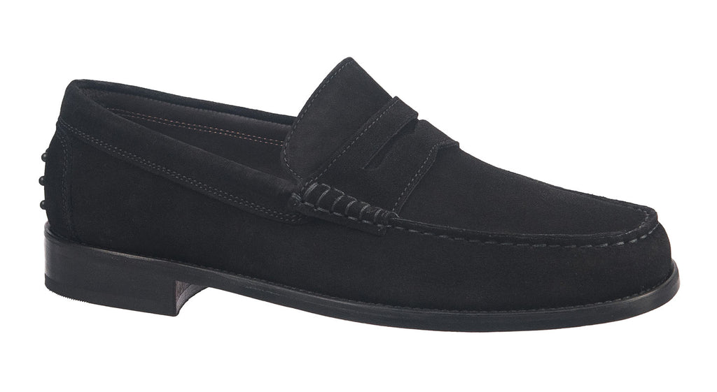 Joss black suede mens slip on loafers