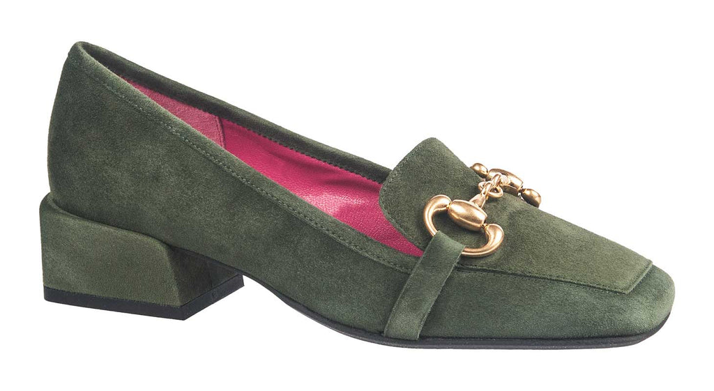 Le Babe green suede loafers