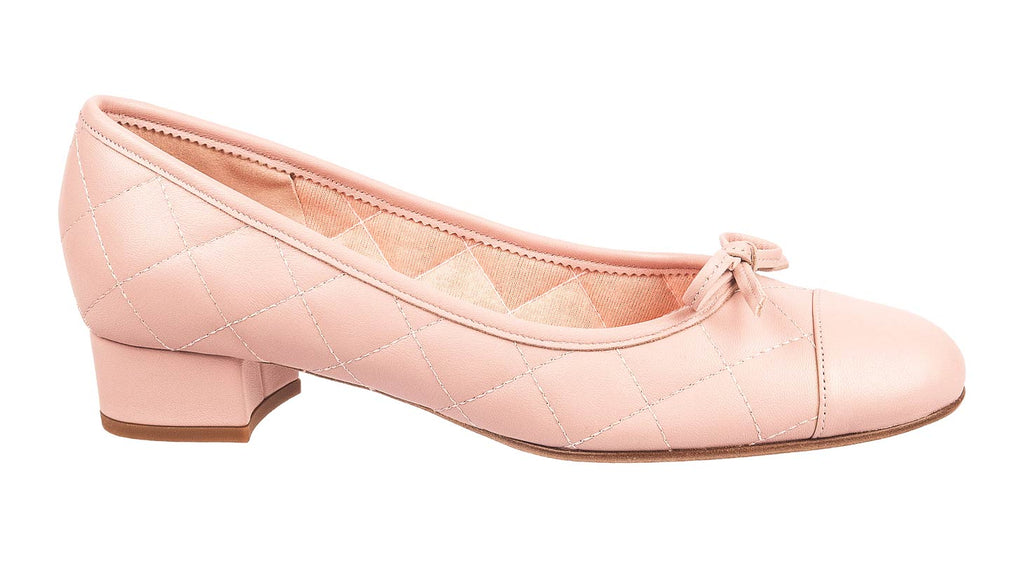 Le Babe pale pink quilted leather pumps