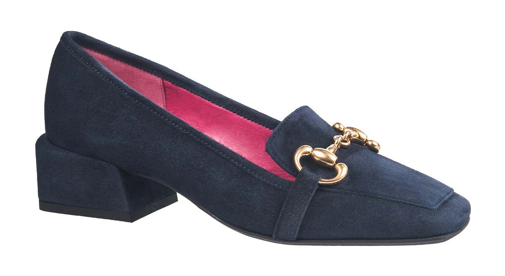 Le Babe navy suede loafers