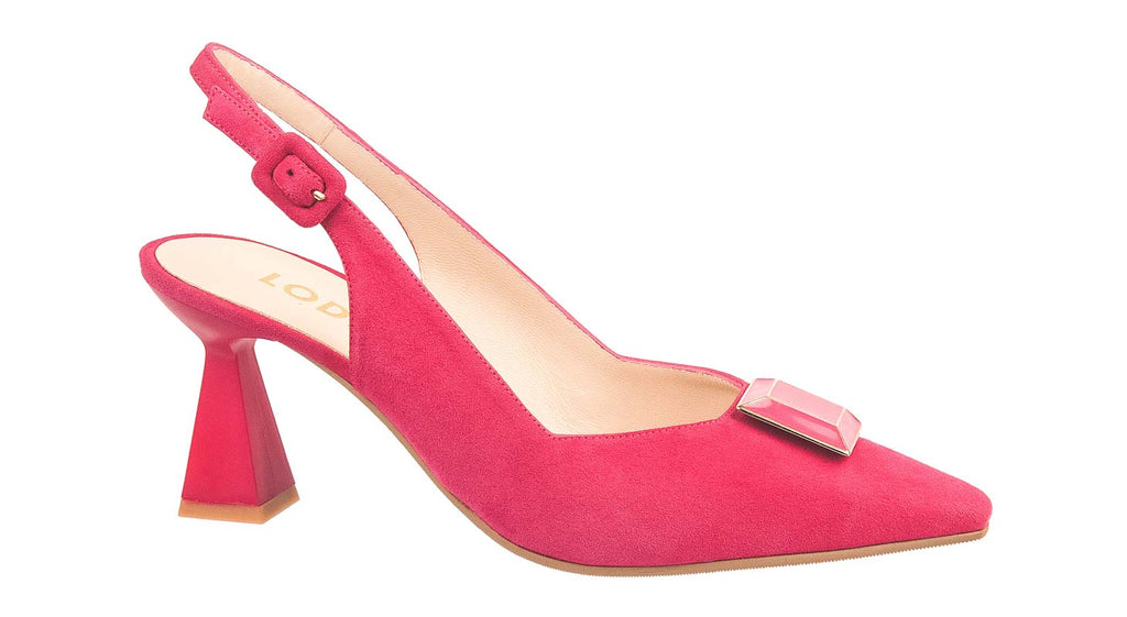 Lodi slingback shoes in pink suede with trim heel