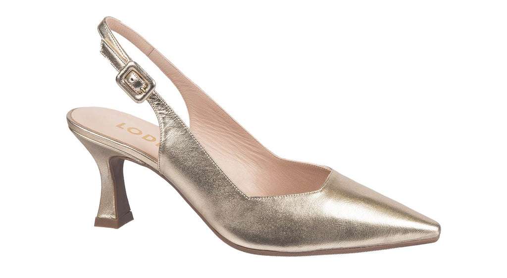 Lodi slingback heels in gold leather