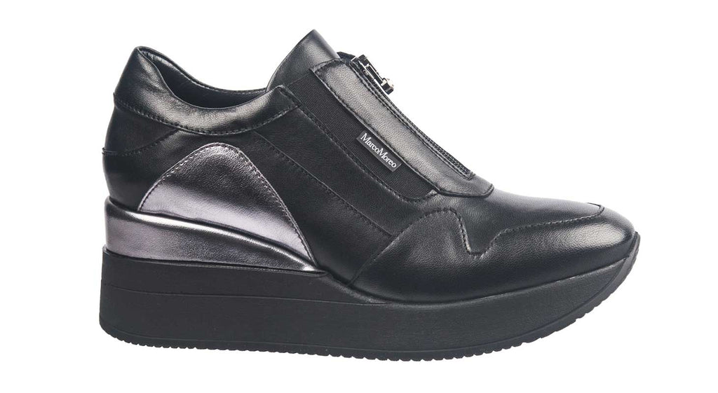 Marco Moreo black leather wedge shoes