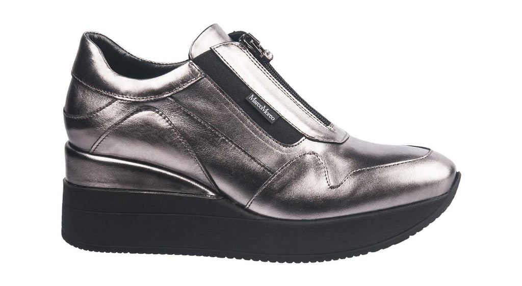Marco Moreo shoes pewter wedges with center zip