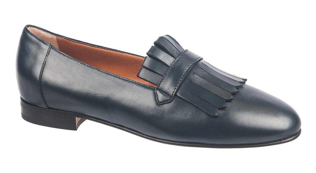 Maretto women's Italian loafers in soft navy leather
