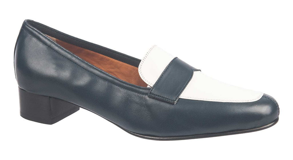 Maretto Italian shoes for women navy and white trouser shoe