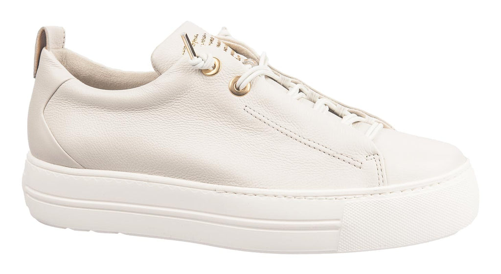 Paul Green ladies sneakers in soft beige leather with white sole