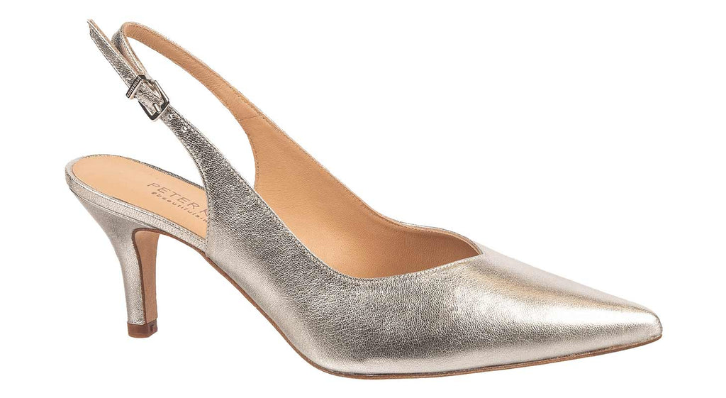 Peter Kaiser Silver leather slingback shoes