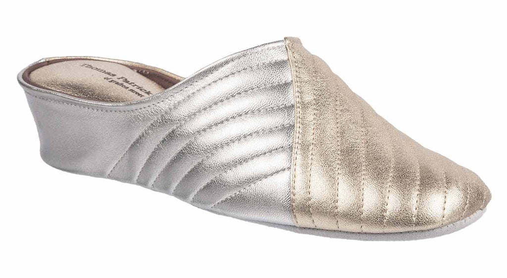 Silver and Gold women's leather slippers