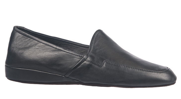 Men's black leather slipper