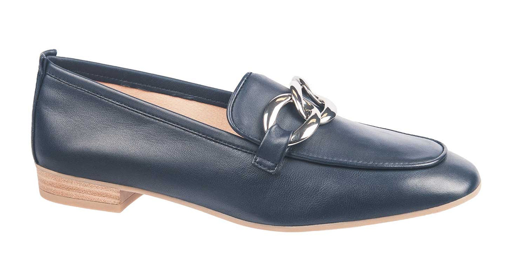 Unisa women's loafers in navy nappa leather