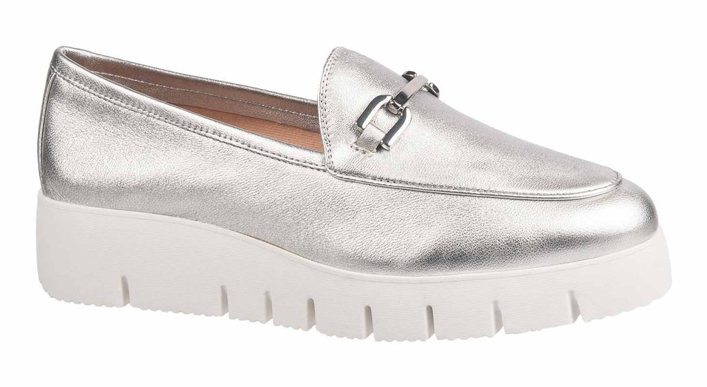 Unisa women's wedge shoes in silver leather