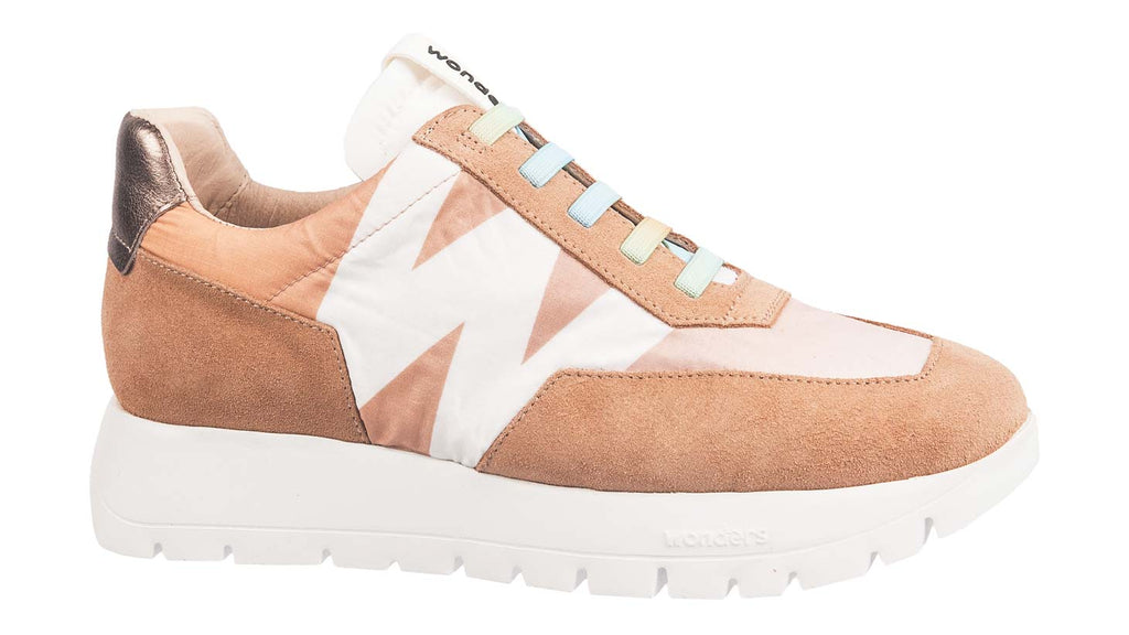 Wonders beige trainers in suede and fabric